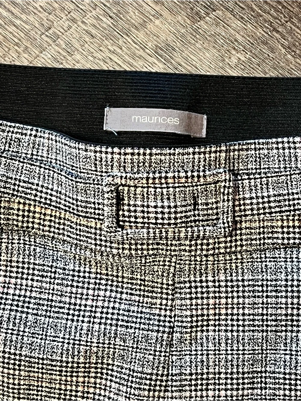Maurices Stretch Plaid Pull-On Dress Pants Elastic Waist Straight Leg Reg